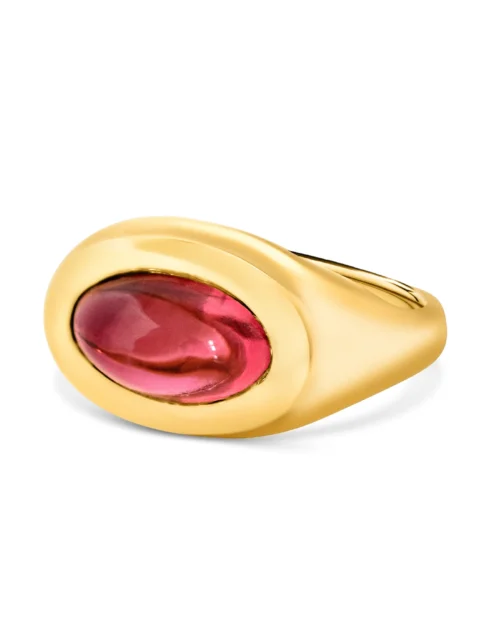 Signet 18ct Gold Cabochon Tourmaline Ring