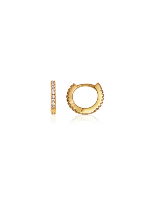 Sterling Silver Crystal Huggie Hoop Earrings